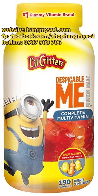 Kẹo dẻo bổ sung Vitamin L'il Critter Gummy Vites Complete Multivitamin phiên bản Minion nhí nhố