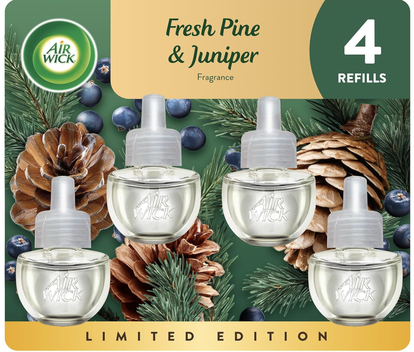 SET 4 LỌ TINH DẦU AIR WICK WOODLAND PINE – HƯƠNG GỖ THÔNG CHUẨN GIÁNG SINH