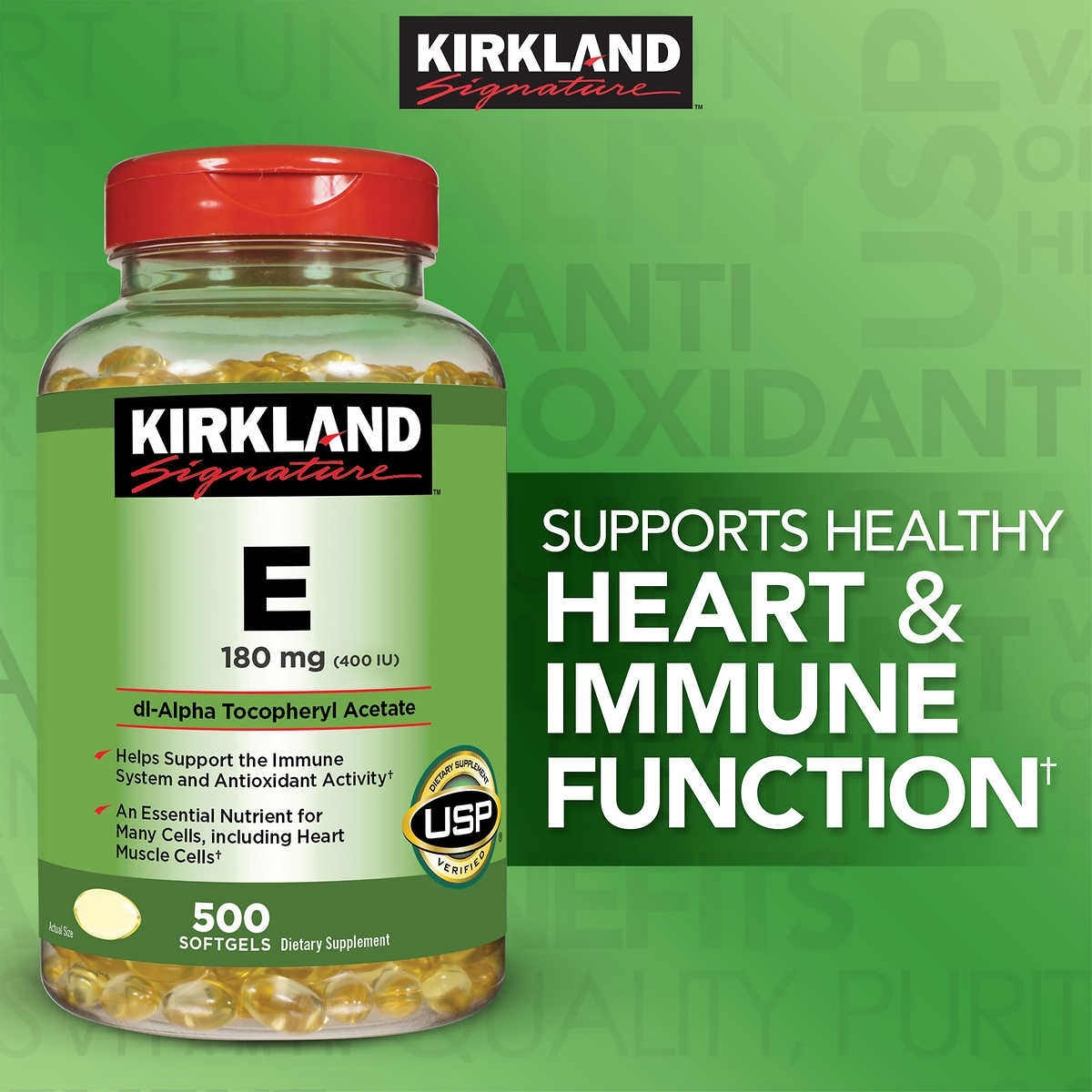 Kirkland Signature  Vitamin E 400 IU mẫu mới Hộp 500 viên